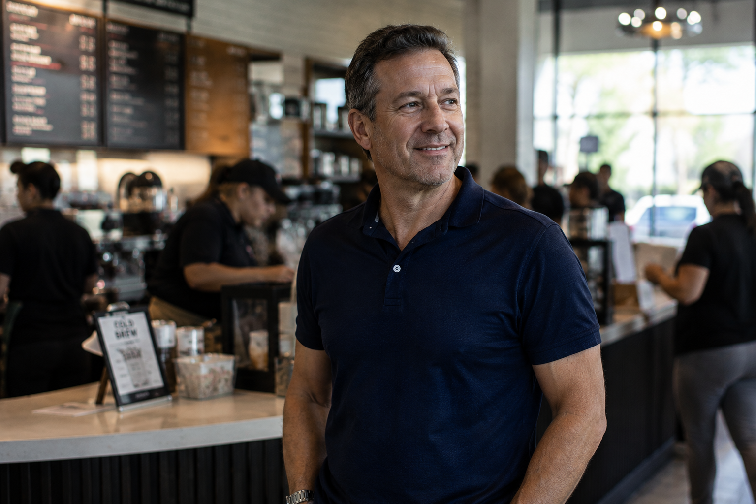 A multi-unit restaurant operator on the floor of one of his locations